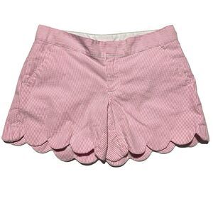 Lilly Pulitzer Buttercup Shorts Scalloped Hem Size 2 Seersucker Pink White